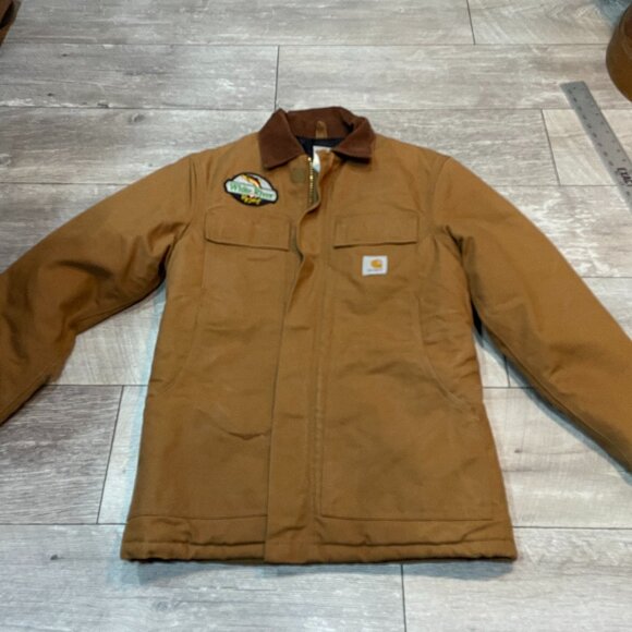 Carhartt C003 men's duck traditional coat brown "White River" patch Small - Picture 1 of 11
